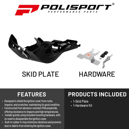 Polisport Motocross Motorcycles (MX) Fortress Skid Plate for Sherco SEF-R/SEF 250/300/350 (2012-2024) Dirt Bikes - OEM Quality, Flexible, Durable & Perfect Fit - Black