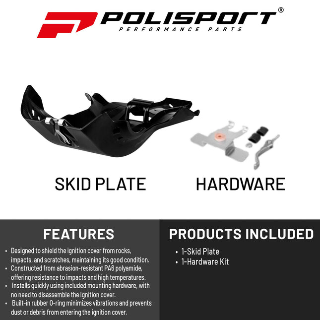 Polisport Motocross Motorcycles (MX) Fortress Skid Plate for Sherco SEF-R/SEF 250/300/350 (2012-2024) Dirt Bikes - OEM Quality, Flexible, Durable & Perfect Fit - Black
