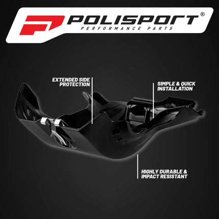 Polisport Motocross Motorcycles (MX) Fortress Skid Plate for Sherco SEF-R/SEF 250/300/350 (2012-2024) Dirt Bikes - OEM Quality, Flexible, Durable & Perfect Fit - Black