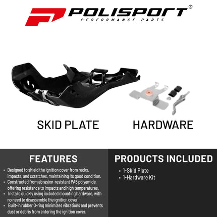 Polisport Motocross Motorcycles (MX) Fortress Skid Plate for Sherco SE-R/SEF Factory 250/300 (2012-2024) Dirt Bikes - OEM Quality, Flexible, Durable & Perfect Fit - Black