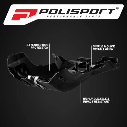 Polisport Motocross Motorcycles (MX) Fortress Skid Plate for Sherco SE-R/SEF Factory 250/300 (2012-2024) Dirt Bikes - OEM Quality, Flexible, Durable & Perfect Fit - Black