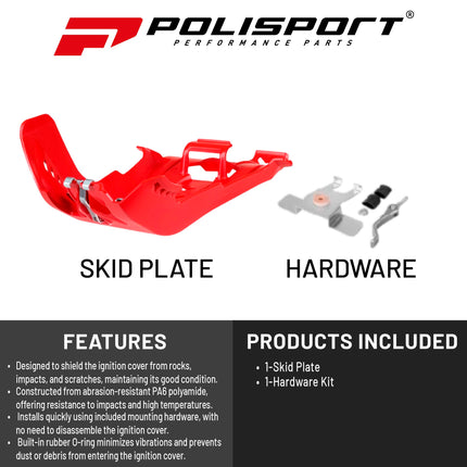 Polisport Motocross Motorcycles (MX) Fortress Skid Plate for Beta RR 250/300 (2020-2024) Dirt Bikes - OEM Quality, Flexible, Durable & Perfect Fit - Red