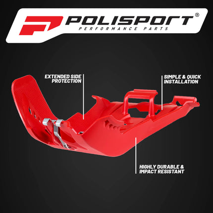 Polisport Motocross Motorcycles (MX) Fortress Skid Plate for Beta RR 250/300 (2020-2024) Dirt Bikes - OEM Quality, Flexible, Durable & Perfect Fit - Red