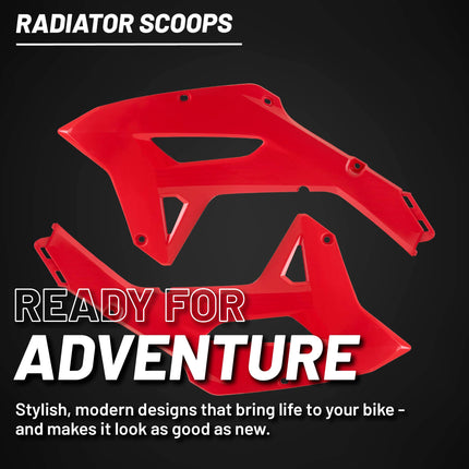 Polisport Radiator Scoops - Red Panels for Honda CRF 250RX (2022-2024)  - OEM Fit, Glossy Finish, Lightweight & Impact-Resistant, Easy Installation