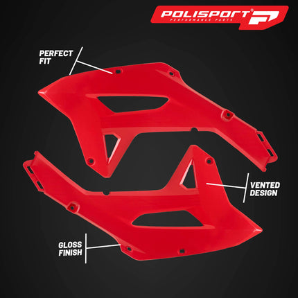 Polisport Radiator Scoops - Red Panels for Honda CRF 250RX (2022-2024)  - OEM Fit, Glossy Finish, Lightweight & Impact-Resistant, Easy Installation