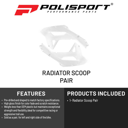 Polisport Radiator Scoops - White Panels for Honda CRF 250RX (2022-2024)  Honda CRF 450RX (2021-2024) - OEM Fit, Glossy Finish, Lightweight & Impact-Resistant, Easy Installation