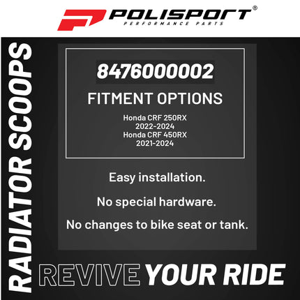 Polisport Radiator Scoops - White Panels for Honda CRF 250RX (2022-2024)  Honda CRF 450RX (2021-2024) - OEM Fit, Glossy Finish, Lightweight & Impact-Resistant, Easy Installation