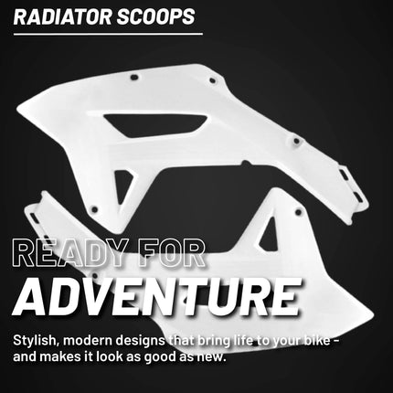 Polisport Radiator Scoops - White Panels for Honda CRF 250RX (2022-2024)  Honda CRF 450RX (2021-2024) - OEM Fit, Glossy Finish, Lightweight & Impact-Resistant, Easy Installation