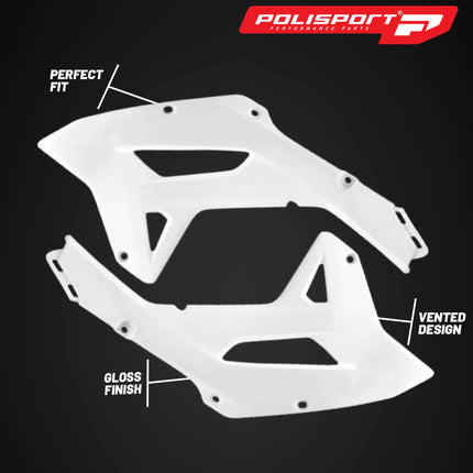 Polisport Radiator Scoops - White Panels for Honda CRF 250RX (2022-2024)  Honda CRF 450RX (2021-2024) - OEM Fit, Glossy Finish, Lightweight & Impact-Resistant, Easy Installation