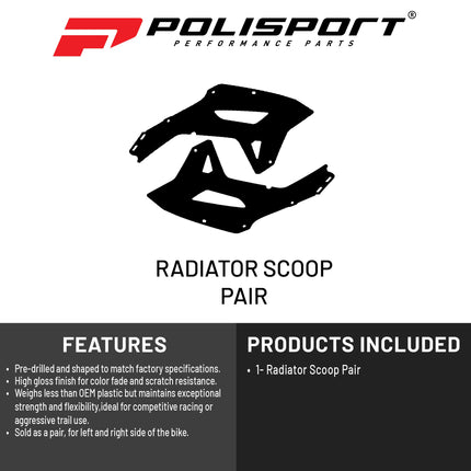 Polisport Radiator Scoops - Black Panels for Honda CRF 250RX (2022-2024)  Honda CRF 450RX (2021-2024) - OEM Fit, Glossy Finish, Lightweight & Impact-Resistant, Easy Installation