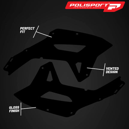 Polisport Radiator Scoops - Black Panels for Honda CRF 250RX (2022-2024)  Honda CRF 450RX (2021-2024) - OEM Fit, Glossy Finish, Lightweight & Impact-Resistant, Easy Installation