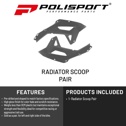 Polisport Radiator Scoops - Nardo Grey Panels for Honda CRF 450RX (2021-2024) - OEM Fit, Glossy Finish, Lightweight & Impact-Resistant, Easy Installation