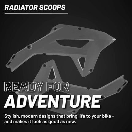 Polisport Radiator Scoops - Nardo Grey Panels for Honda CRF 450RX (2021-2024) - OEM Fit, Glossy Finish, Lightweight & Impact-Resistant, Easy Installation