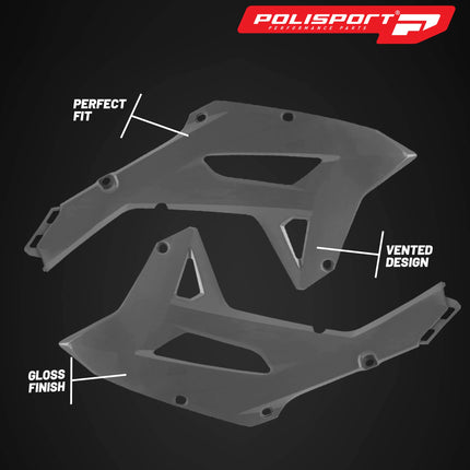 Polisport Radiator Scoops - Nardo Grey Panels for Honda CRF 450RX (2021-2024) - OEM Fit, Glossy Finish, Lightweight & Impact-Resistant, Easy Installation