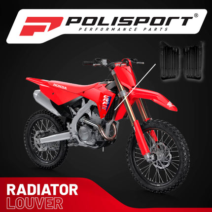 Polisport Radiator Louvers - Black Panels for Honda CRF 250R/250RX (2022-2024) Honda CRF 450R/450RX (2021-2024) - OEM Fit, Durable Plastic, Enhanced Airflow, Easy Installation