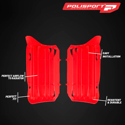 Polisport Radiator Louvers - Red Panels for Honda CRF 250R/250RX (2021-2022) Honda CRF 450R/450RX (2021-2024) - OEM Fit, Durable Plastic, Enhanced Airflow, Easy Installation