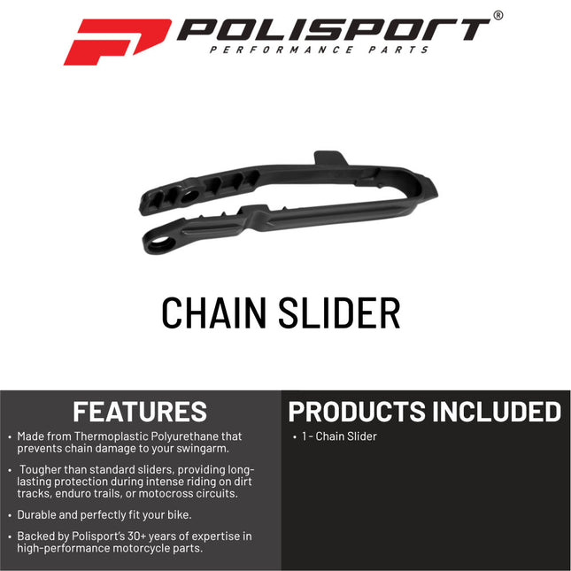 Polisport Motocross Motorcycles (MX) Chain Slider for Polisport Durable TPU Chain Slider for Beta RR 2T/4T (2020-2024) Dirt Bikes, High Abrasion & Impact Resistance - Black