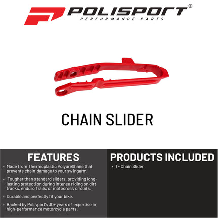 Polisport Motocross Motorcycles (MX) Chain Slider for Polisport Durable TPU Chain Slider for Beta RR 2T/4T (2020-2024) Dirt Bikes - OEM-Style Replacement, High Abrasion & Impact Resistance - Red