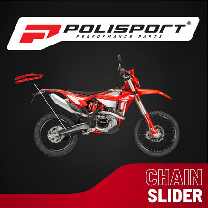Polisport Motocross Motorcycles (MX) Chain Slider for Polisport Durable TPU Chain Slider for Beta RR 2T/4T (2020-2024) Dirt Bikes - OEM-Style Replacement, High Abrasion & Impact Resistance - Red