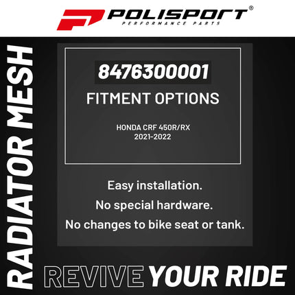 Polisport Mesh for Radiator Louvers for Honda CRF 450R/RX (2021-2022) - OEM Fit, Enhanced Airflow, Easy Installation