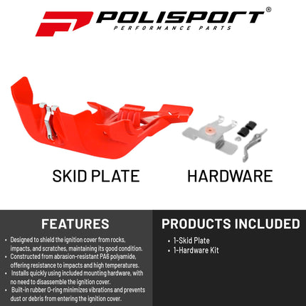 Polisport Motocross Motorcycles (MX) Fortress Skid Plate for Honda CRF 250R/250RX/450R/450RX (2021-2024) Dirt Bikes - OEM Quality, Flexible, Durable & Perfect Fit - Red