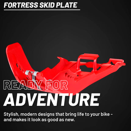 Polisport Motocross Motorcycles (MX) Fortress Skid Plate for Honda CRF 250R/250RX/450R/450RX (2021-2024) Dirt Bikes - OEM Quality, Flexible, Durable & Perfect Fit - Red