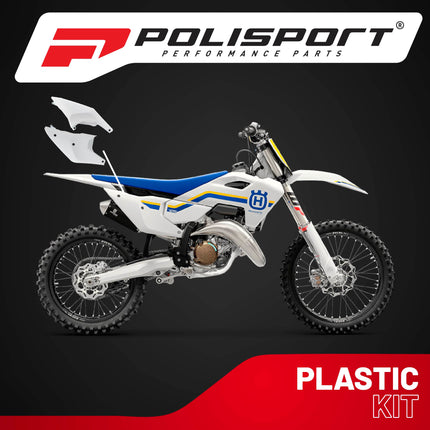 Polisport Motocross (MX) Replica Plastics Side Panels for Husqvarna FC/FE/FX/TC/TE/TX (2023-24) Dirt Bike - OEM Quality, Durable, Flexible & Perfect Fit - White