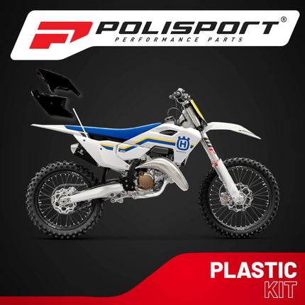 Polisport Motocross (MX) Replica Plastics Side Panels for Husqvarna FC/FE/FX/TC/TE/TX (2023-24) Dirt Bike - OEM Quality, Durable, Flexible & Perfect Fit - Black