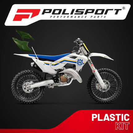 Polisport Motocross (MX) Replica Plastics Side Panels for Husqvarna FC/FE/FX/TC/TE/TX (2023-24) Dirt Bike - OEM Quality, Durable, Flexible & Perfect Fit - Green