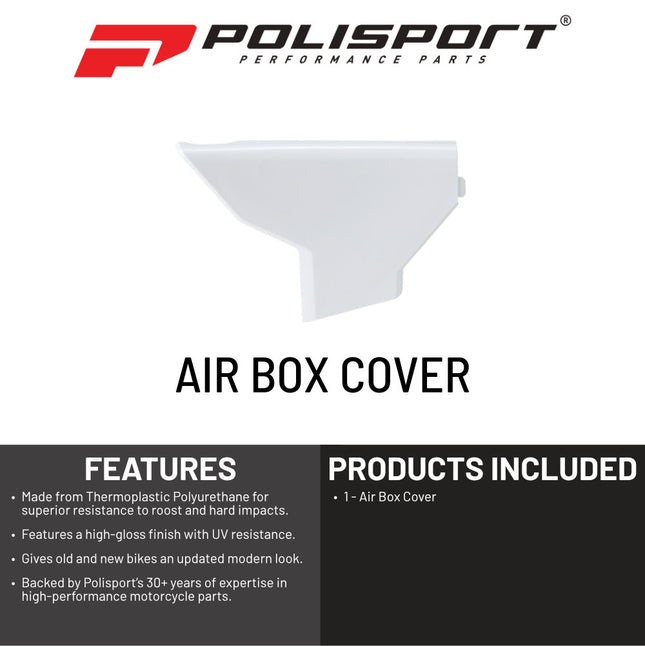 Polisport Air Box Cover-White- for Husqvarna TC/FC (2023-2024), TE/FE (2024) - OEM Fit - Durable Gloss Polypropylene - Injection Molded