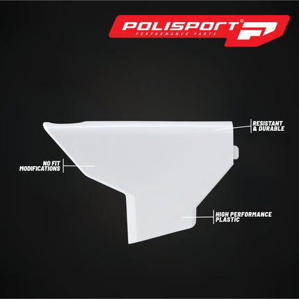 Polisport Air Box Cover-White- for Husqvarna TC/FC (2023-2024), TE/FE (2024) - OEM Fit - Durable Gloss Polypropylene - Injection Molded