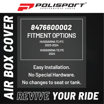 Polisport Airbox Cover Set for Husqvarna TC/FC 2023-2024 Motocross & TE/FE 2024 Enduro Bikes - Durable Glossy OEM Replica Plastics, White