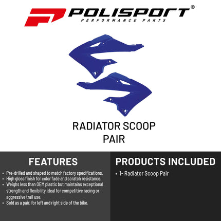 Polisport Radiator Scoops - Blue Panels for Yamaha YZ125X/250X (2024-2026) Yamaha YZ125/250 (2022-2026) - OEM Fit, Glossy Finish, Lightweight & Impact-Resistant, Easy Installation