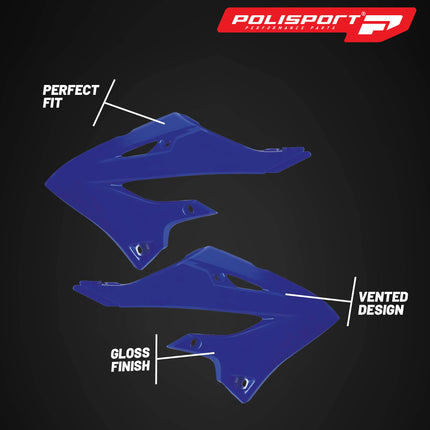 Polisport Radiator Scoops - Blue Panels for Yamaha YZ125X/250X (2024-2026) Yamaha YZ125/250 (2022-2026) - OEM Fit, Glossy Finish, Lightweight & Impact-Resistant, Easy Installation
