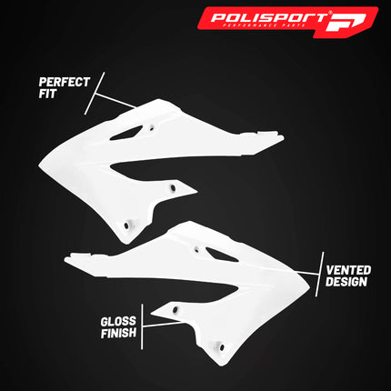 Polisport Radiator Scoops - White Panels for Yamaha YZ125X/250X (2022-2026) - OEM Fit, Glossy Finish, Lightweight & Impact-Resistant, Easy Installation