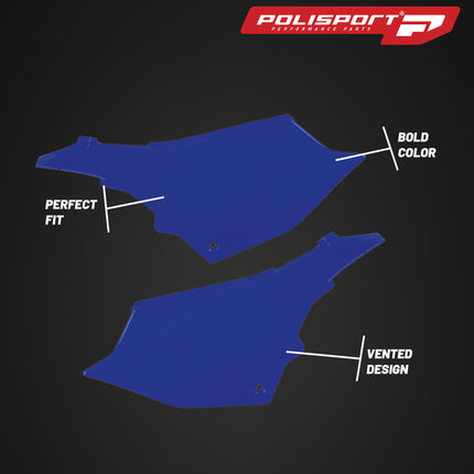 Polisport Motocross (MX) Replica Plastics Side Panels for Yamaha YZ 125/250 (2022-26), 125X/250X (2024-26) Dirt Bike - OEM Quality, Durable, Flexible & Perfect Fit - Blue