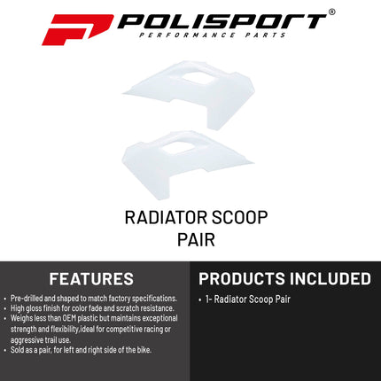 Polisport Radiator Scoops - White Panels for Husqvarna FE 450 (2024-2026) - OEM Fit, Glossy Finish, Lightweight & Impact-Resistant, Easy Installation