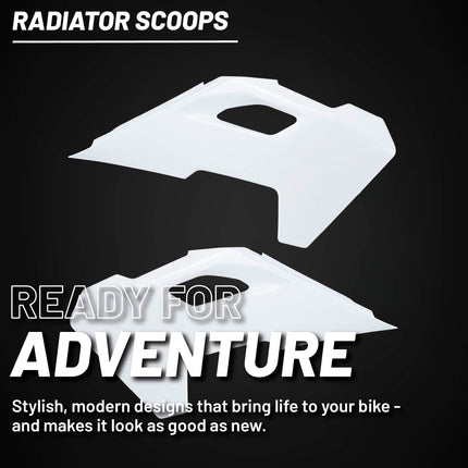 Polisport Radiator Scoops - White Panels for Husqvarna FE 450 (2024-2026) - OEM Fit, Glossy Finish, Lightweight & Impact-Resistant, Easy Installation