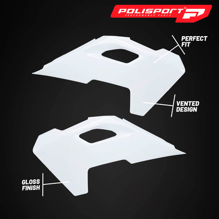 Polisport Radiator Scoops - White Panels for Husqvarna FE 450 (2024-2026) - OEM Fit, Glossy Finish, Lightweight & Impact-Resistant, Easy Installation