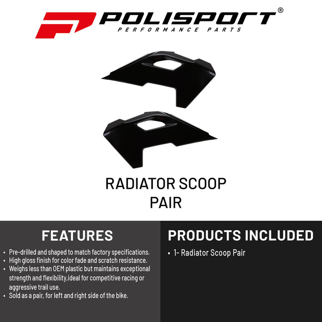 Polisport Radiator Scoops - Black Panels for Husqvarna TE 150 (2024-2026) - OEM Fit, Glossy Finish, Lightweight & Impact-Resistant, Easy Installation