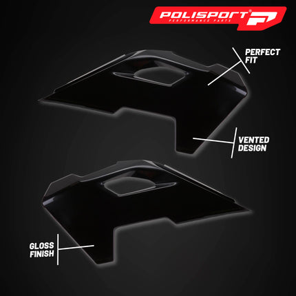 Polisport Radiator Scoops - Black Panels for Husqvarna TE 150 (2024-2026) - OEM Fit, Glossy Finish, Lightweight & Impact-Resistant, Easy Installation