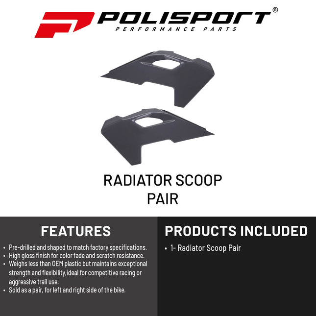 Polisport Radiator Scoops - Nardo Grey Panels for Husqvarna FC,FE,FS,FX,TC,TE,TX (2022-2025) - OEM Fit, Glossy Finish, Lightweight & Impact-Resistant, Easy Installation