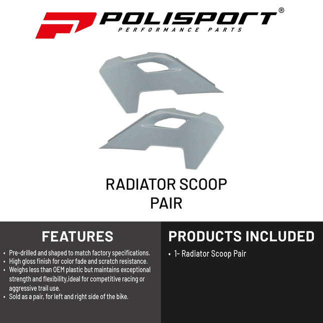 Polisport Radiator Scoops - Nardo Grey Panels for Husqvarna FC,FE,FS,FX,TC,TE,TX (2023-2025) - OEM Fit, Glossy Finish, Lightweight & Impact-Resistant, Easy Installation