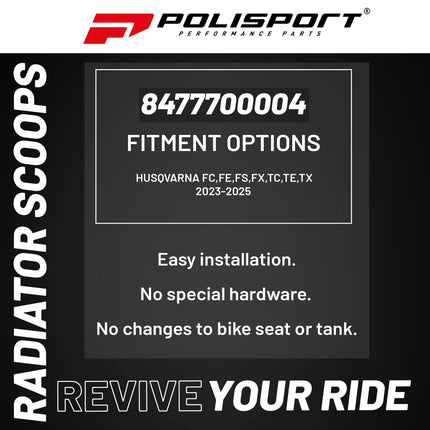 Polisport Radiator Scoops - Nardo Grey Panels for Husqvarna FC,FE,FS,FX,TC,TE,TX (2023-2025) - OEM Fit, Glossy Finish, Lightweight & Impact-Resistant, Easy Installation