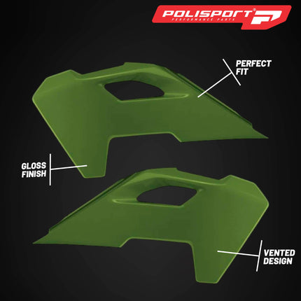 Polisport Radiator Scoops - Green Panels for Husqvarna FC,FE,FS,FX,TC,TE,TX (2023-2025) - OEM Fit, Glossy Finish, Lightweight & Impact-Resistant, Easy Installation