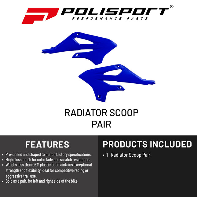 Polisport Radiator Scoops - Blue Panels for Yamaha YZ 85 (2022-2026) - OEM Fit, Glossy Finish, Lightweight & Impact-Resistant, Easy Installation