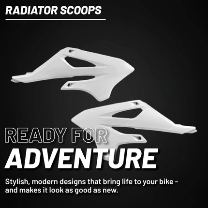 Polisport Radiator Scoops - White Panels for Yamaha YZ 85 (2022-2026) - OEM Fit, Glossy Finish, Lightweight & Impact-Resistant, Easy Installation