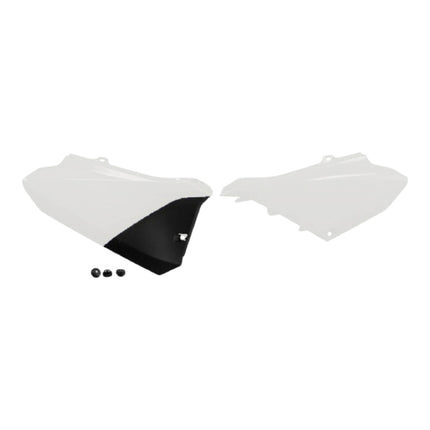 Polisport Motocross (MX) Replica Plastics Side Panels for Yamaha YZ 85 (2022-26) Dirt Bike - OEM Quality, Durable, Flexible & Perfect Fit - White/Black