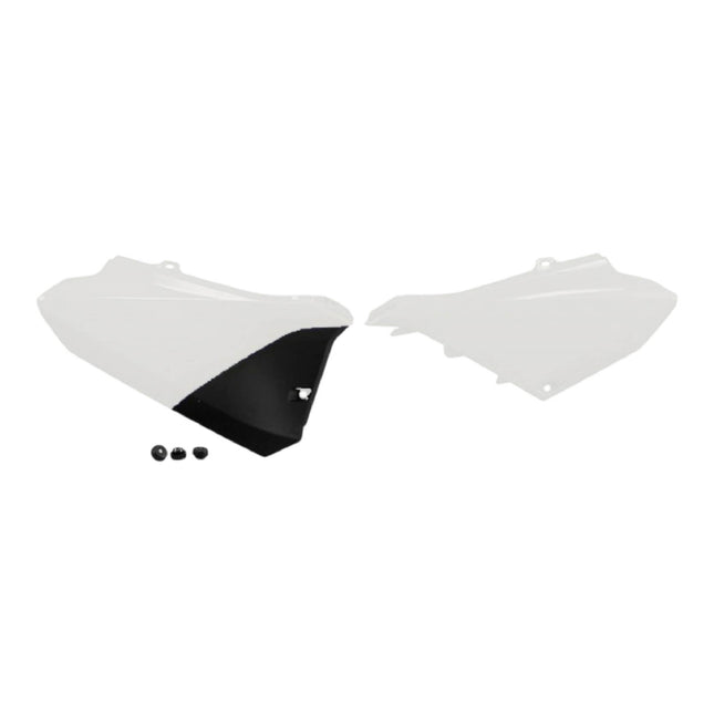 Polisport Motocross (MX) Replica Plastics Side Panels for Yamaha YZ 85 (2022-26) Dirt Bike - OEM Quality, Durable, Flexible & Perfect Fit - White/Black
