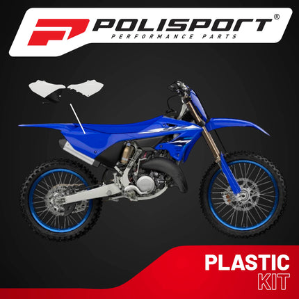 Polisport Motocross (MX) Replica Plastics Side Panels for Yamaha YZ 85 (2022-26) Dirt Bike - OEM Quality, Durable, Flexible & Perfect Fit - White/Black